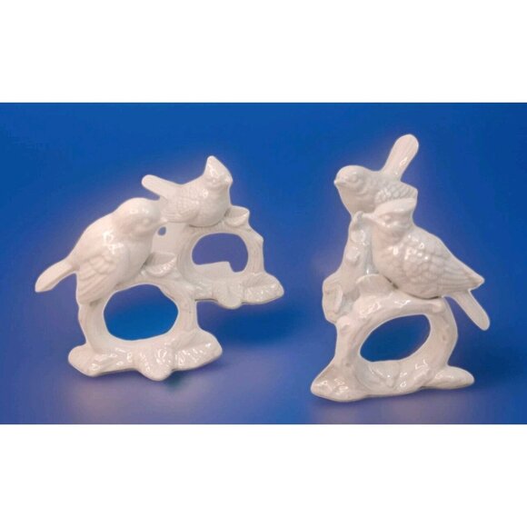 Fitz and Floyd Vintage 1970s Porcelain White Birds Napkin Rings Set of 4 Japan - Picture 8 of 12